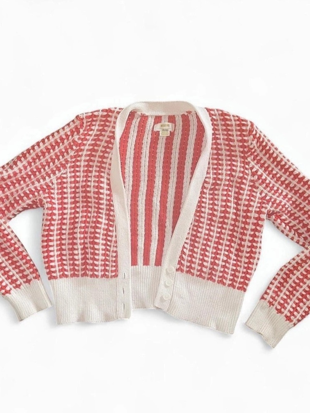 Maeve Striped Cardigan in Red & White Size Medium